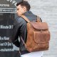 Men's Leather Backpack Outdoor Travel Bucket Backpack Large Capacity