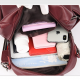 Fashion Backpack Women's Casual Letter Large Capacity Pu Soft Leather Lightweight Travel Bag