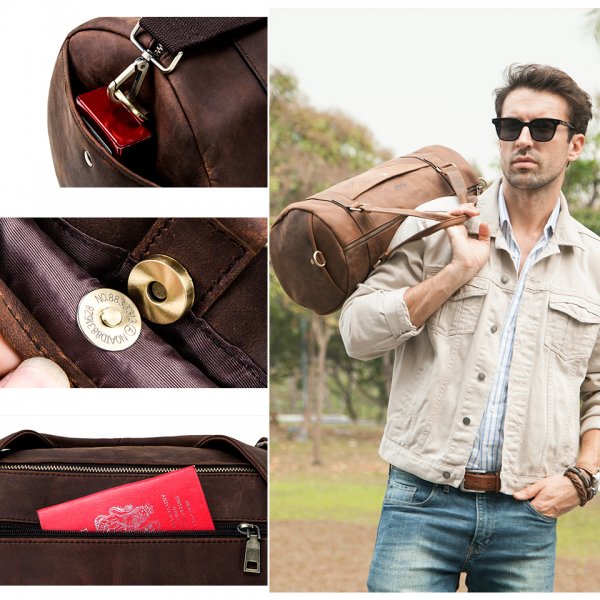 Leather travel bag